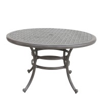 All-Weather And Durable 52 Round Cast Aluminum Round Dining Table With Umbrella Hole(D0102H5L5Dj)