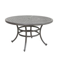 All-Weather And Durable 52 Round Cast Aluminum Round Dining Table With Umbrella Hole(D0102H5L5Dj)