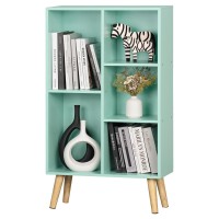 Leyaoyao 5 Cube Bookshelf 3Tier Bookcase With Legs Mint Green Kids Book Shelf Cute Storage Organizer Free Standing Open Toy She