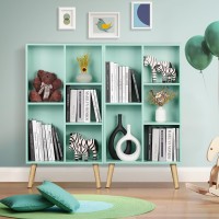 Leyaoyao 5 Cube Bookshelf 3Tier Bookcase With Legs Mint Green Kids Book Shelf Cute Storage Organizer Free Standing Open Toy She