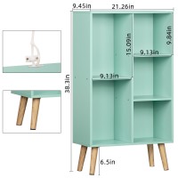 Leyaoyao 5 Cube Bookshelf 3Tier Bookcase With Legs Mint Green Kids Book Shelf Cute Storage Organizer Free Standing Open Toy She