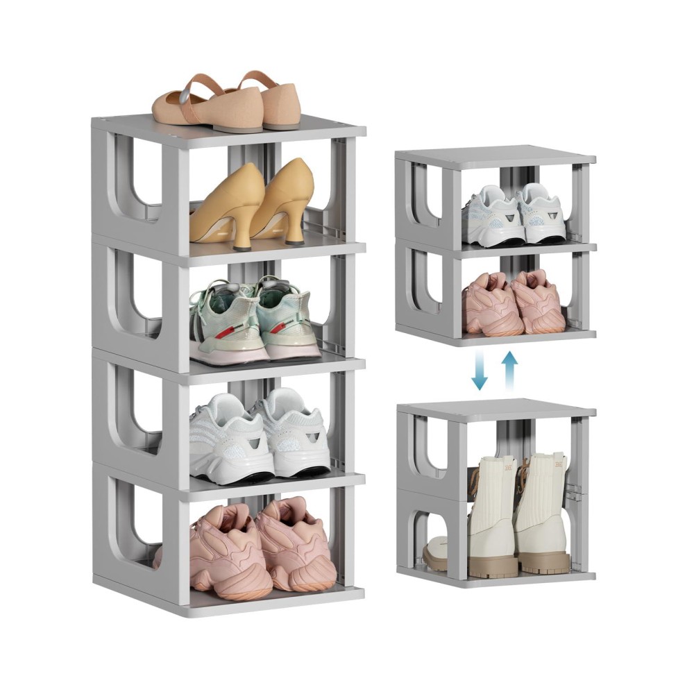 Haixin 5Tier Shoe Rack Durable Space Saving Shoe Storage Stand For Closet Entryway Hallway Dorm Bathroom Grey