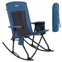 Portal Oversized Folding Rocking Camping Chair Portable Outdoor Rocker With High Back Hard Armrests Carry Bag Supports 400 Lbs