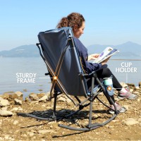 Portal Oversized Folding Rocking Camping Chair Portable Outdoor Rocker With High Back Hard Armrests Carry Bag Supports 400 Lbs