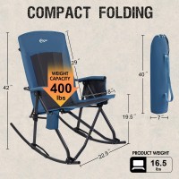 Portal Oversized Folding Rocking Camping Chair Portable Outdoor Rocker With High Back Hard Armrests Carry Bag Supports 400 Lbs