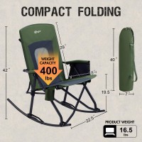 Portal Oversized Folding Rocking Camping Chair Portable Outdoor Rocker With High Back Hard Armrests Carry Bag Supports 400 Lbs