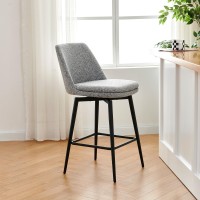 Chita Counter Height Swivel Barstools Fsc Certified Upholstered Fabric Bar Stools Set Of 3 Metal Base 272 Seat Height Gre