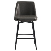 Chita Counter Height Swivel Barstools Fsc Certified Upholstered Faux Leather Bar Stools Set Of 3 Metal Base 272 Seat Heigh