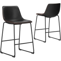 Sweetcrispy Counter Height Bar Stools Set Of 2 Modern Counter Stool Faux Leather Barstools With Back 26 Inch Seat Height Islan