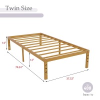 Alazyhome Twin Size Bed Frame 14 Inch Metal Platform Bed Frame Heavy Duty Steel Slats Support No Box Spring Needed Noisefree Ea