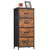 Somdot Tall Dresser For Bedroom With 4 Drawers, Storage Chest Of Drawers With Removable Fabric Bins For Closet Bedside Nursery Laundry Living Room Entryway Hallway, Rustic Brown Wood Grain Print