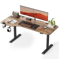 Fezibo Height Adjustable Electric Standing Desk, 63 X 24 Inches Stand Up Table, Sit Stand Home Office Desk With Splice Board, Rusticbrown