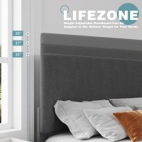 Lifezone Queen Bed Frame With Headboard Linen Upholstered Bed Frame With Wood Slats Support No Box Spring Needed Heavy Duty Feet