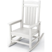 Kingyes Hdpe Rocking Chairs Outdoor Patio Rocking Chairs With 330Lbs Support Smooth Porch Rocker For Deck Lawn Yard White