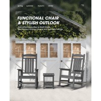 Kingyes Hdpe Rocking Chairs Outdoor Patio Rocking Chairs With 330Lbs Support Smooth Porch Rocker For Deck Lawn Yard White