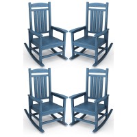 Kingyes Weather Resistant Outdoor Rocking Chair Set Of 4 High Density Polyethylene Patio Rocking Chairs With 330Lbs Support For