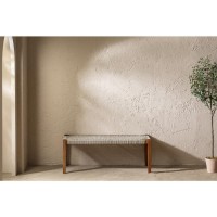 Agave Wood Bench Beige and Natural