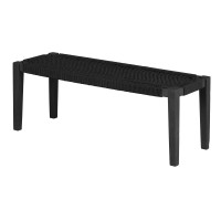 South Shore Agave Wood And Rope Bench, Black