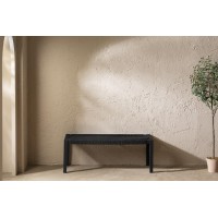 South Shore Agave Wood And Rope Bench, Black