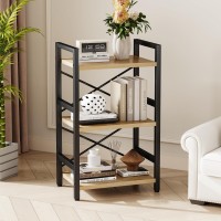 Homeiju Bookshelf 3 Tier Industrial Bookcase Metal Small Bookcase Rustic Etagere Book Shelf Storage Organizer For Living Room