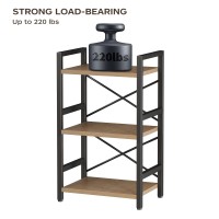 Homeiju Bookshelf 3 Tier Industrial Bookcase Metal Small Bookcase Rustic Etagere Book Shelf Storage Organizer For Living Room