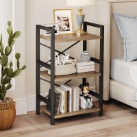 Homeiju Bookshelf 3 Tier Industrial Bookcase Metal Small Bookcase Rustic Etagere Book Shelf Storage Organizer For Living Room