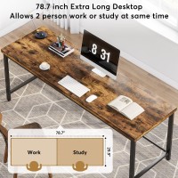 Tribesigns 78.7 Inch Double Computer Desk, Extra Long 2 Person Desk Workstation, Large Office Desk Study Writing Table For Home Office