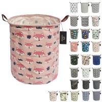 Collapsible Laundry Basket - Godenmoning 62.8L Large Sized Round Waterproof Storage Bin With Handles,Home Decor,Toy Organizer,Children Nursery Hamper. (Hello Fox)