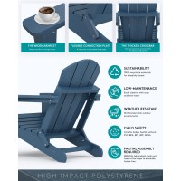 Serwall Foldable Adirondack Chair Set Of 4 For Patio Garden Outdoors Fire Pitocean Blue