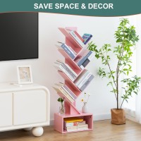 Yoobure Tree Bookshelf 6 Shelf Retro Floor Standing Bookcase Tall Wood Book Storage Rack For Cdsmoviesbooks Utility Book O