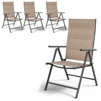 Udpatio Outdoor Folding Dining Chairs Set Of 4 Folding Lawn Chairs For Adults With Padded All Weather Breathable Textilene Por