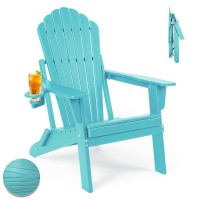 Plawdlik Folding Adirondack Chair Sgs Tested Wooden Textured With Cup Holder Widened Heavy Allweather Hdpe Comfortable Seating