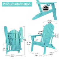 Plawdlik Folding Adirondack Chair Sgs Tested Wooden Textured With Cup Holder Widened Heavy Allweather Hdpe Comfortable Seating