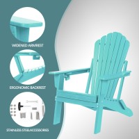 Plawdlik Folding Adirondack Chair Sgs Tested Wooden Textured With Cup Holder Widened Heavy Allweather Hdpe Comfortable Seating