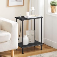 Hoobro Side Table With Charging Station End Tables With Usb Ports And Outlets Nightstand With 2Layer Storage Shelves For Smal