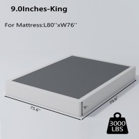 Aldrich Box Springs King Size 9 Inch Heavy Duty Metal Frame Mattress Foundation With Easy Clean Cover Noise Free Easy Assembl