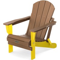 Serwall Folding Adirondack Chair Set Of 2 For Patio Garden Outdoors Fire Pitbrown And Yellow