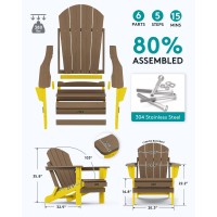 Serwall Folding Adirondack Chair Set Of 2 For Patio Garden Outdoors Fire Pitbrown And Yellow