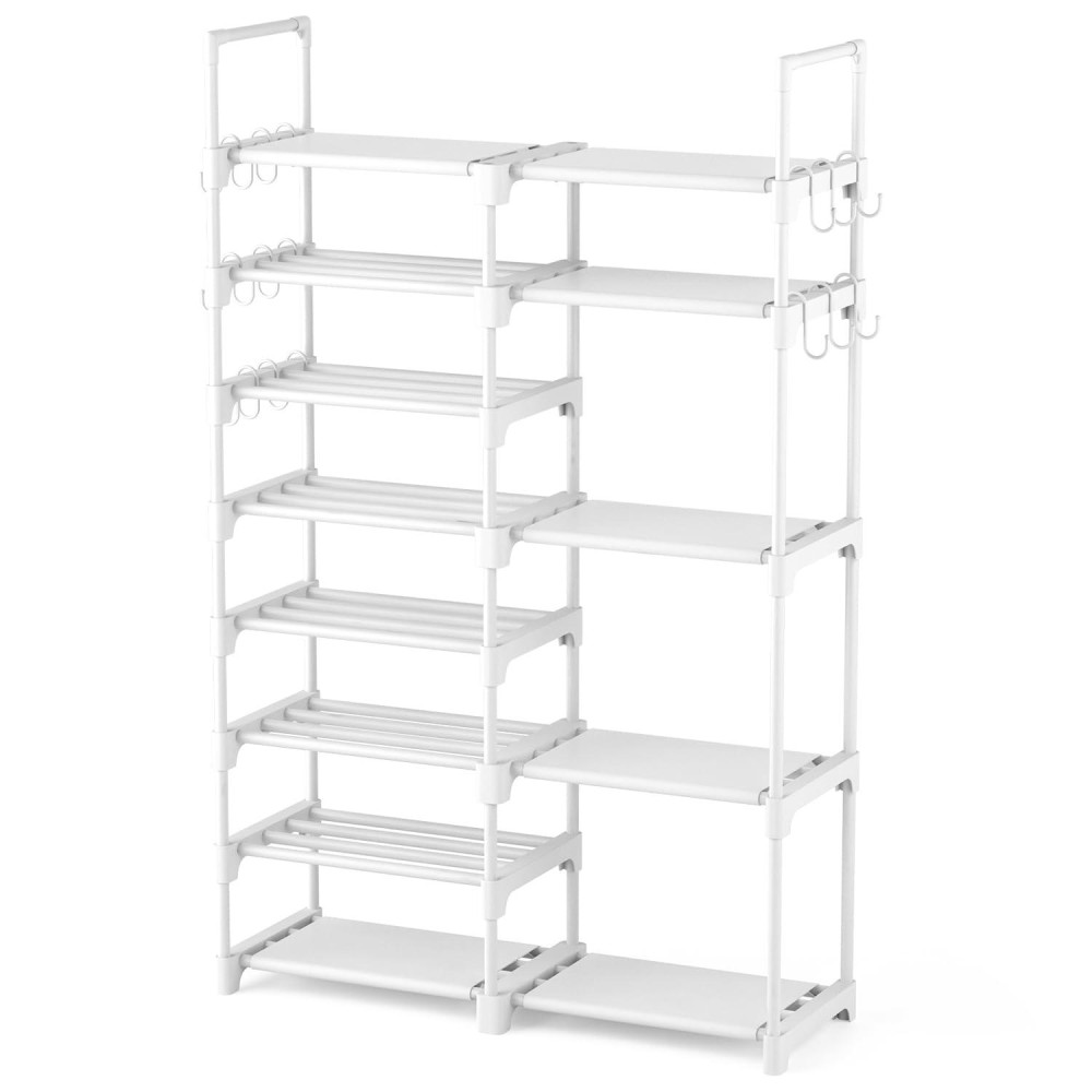 Rojasop White Shoe Rack Tall Metal Shoe Rack Organizer For Entryway Closet Garage 8 Tier Large Shoe Shelf For 2632 Pairs Boot