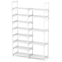 Rojasop White Shoe Rack Tall Metal Shoe Rack Organizer For Entryway Closet Garage 8 Tier Large Shoe Shelf For 2632 Pairs Boot