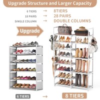 Rojasop White Shoe Rack Tall Metal Shoe Rack Organizer For Entryway Closet Garage 8 Tier Large Shoe Shelf For 2632 Pairs Boot