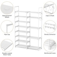 Rojasop White Shoe Rack Tall Metal Shoe Rack Organizer For Entryway Closet Garage 8 Tier Large Shoe Shelf For 2632 Pairs Boot