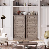 Facbotall 6 Drawer Dresser 56 Tall Dresser With Mental Double Handles Chest Of Drawers For Hallway Living Room Wash Gray