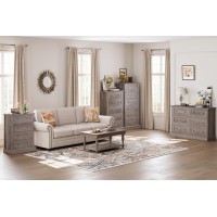 Facbotall 6 Drawer Dresser 56 Tall Dresser With Mental Double Handles Chest Of Drawers For Hallway Living Room Wash Gray