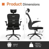 Monhey Black Office Chair Ergonomic Office Chair Home Office Desk Chair For Big And Tall People Computer Chair With Adjustabl