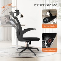 Monhey Black Office Chair Ergonomic Office Chair Home Office Desk Chair For Big And Tall People Computer Chair With Adjustabl