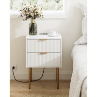 Aepoalua Nightstand,Small Bedside Table With Gold Frame,White Night Stand,Bedside Furniture,Side Table With Drawer And Shelf For Bedroom,Living Room