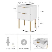 Aepoalua Nightstand,Small Bedside Table With Gold Frame,White Night Stand,Bedside Furniture,Side Table With Drawer And Shelf For Bedroom,Living Room