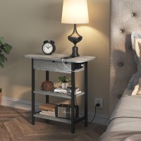 Lidyuk End Table With Charging Station Flip Top Side Table With Usb Ports And Outlets Nightstand For Small Spaces Bedside Tab