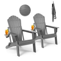 Plawdlik Folding Adirondack Chair Set Of 2 Sgs Tested Wooden Textured With Cup Holder Widened Heavy Allweather Hdpe Comfortable